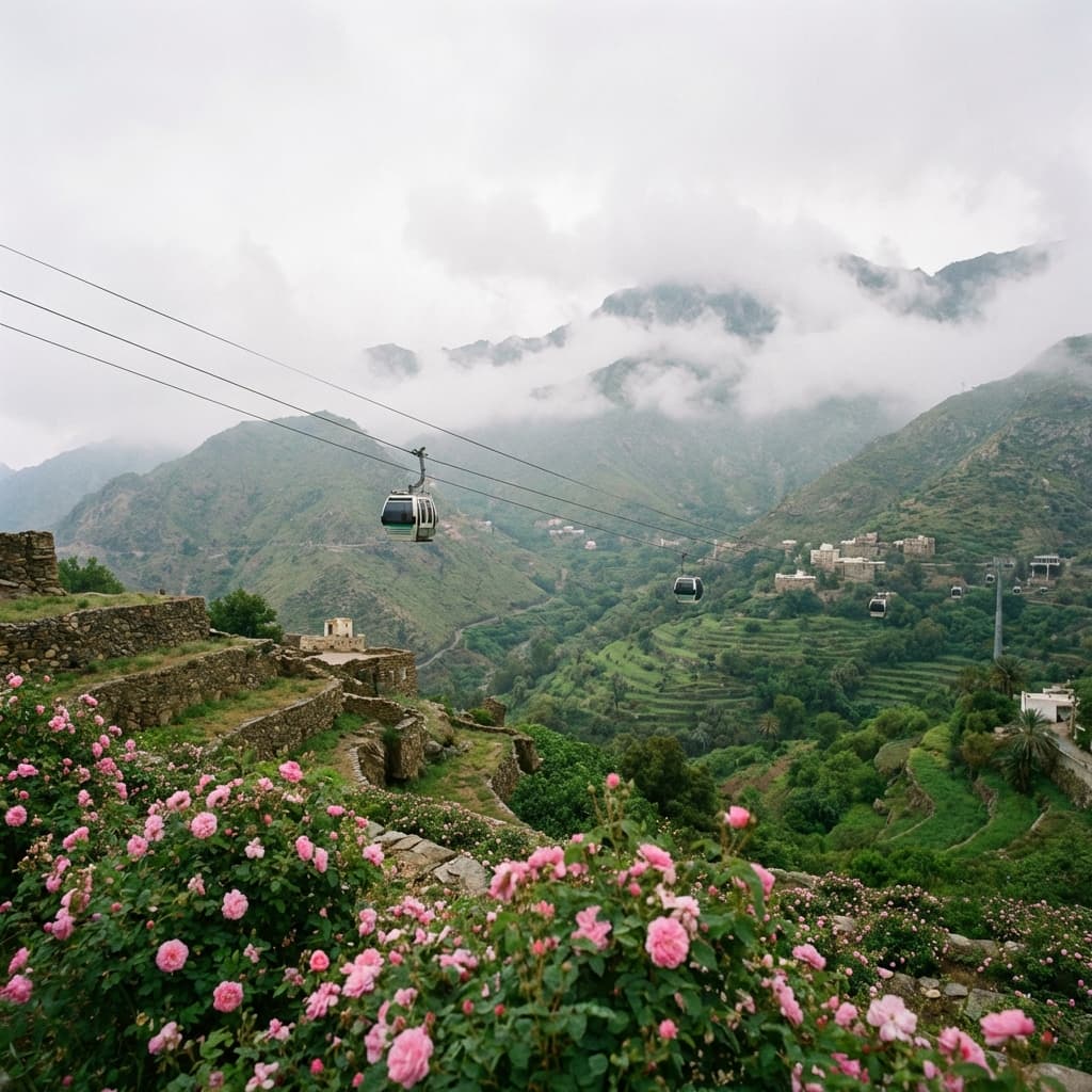 Cable cars over Taif mountains