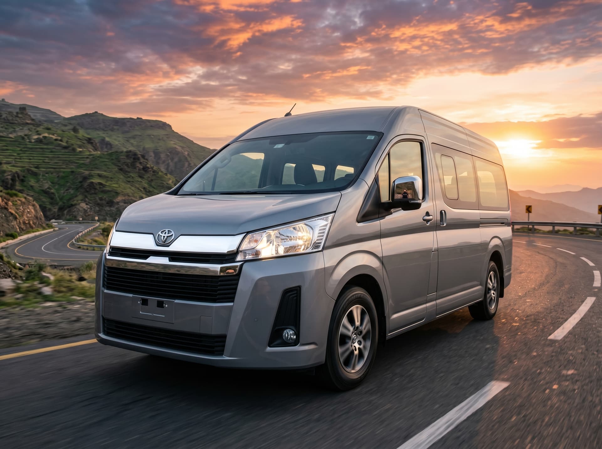 Toyota Hiace 2026 in Abha mountains, Saudi Arabia