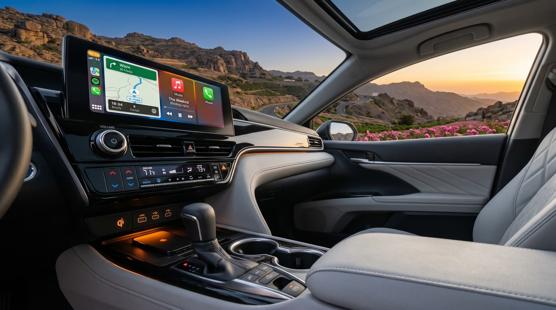 Toyota Camry dashboard luxury interior Saudi driver service