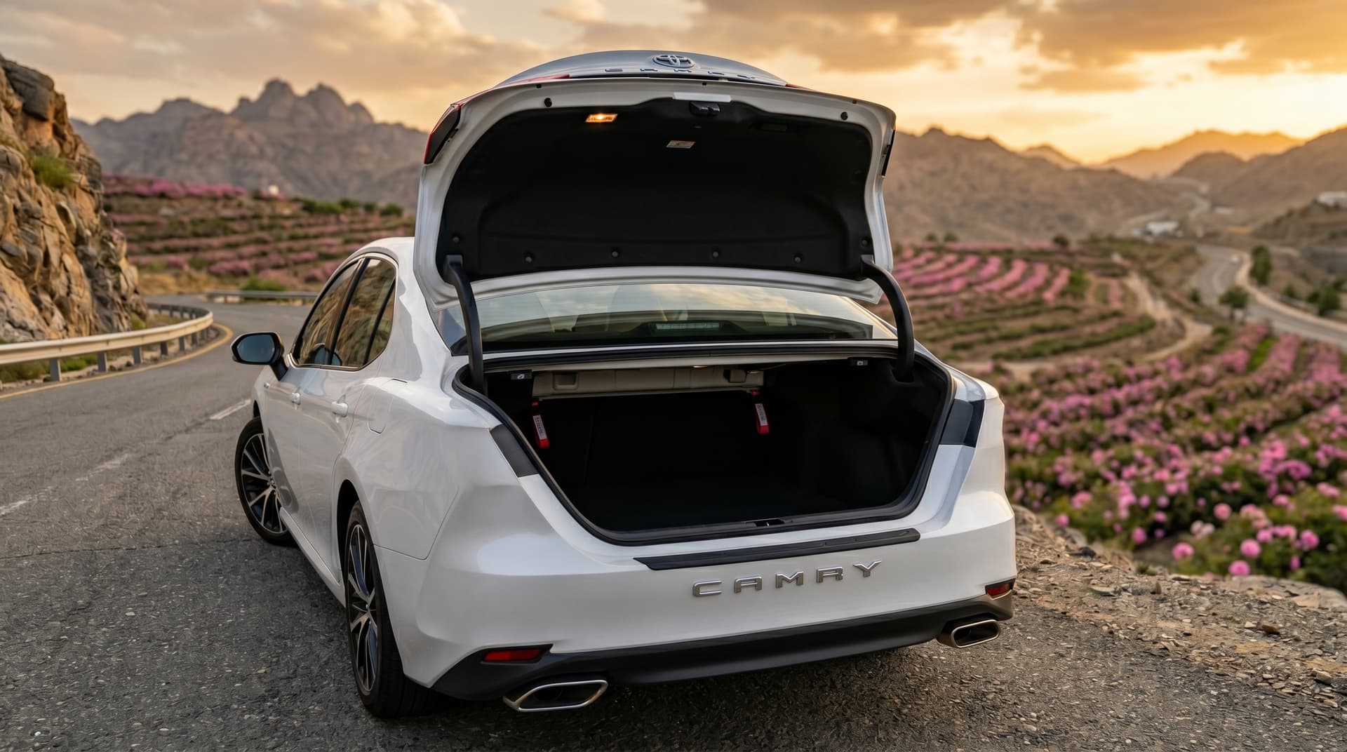 Toyota Camry rear aesthetic premium sedan Makkah Madinah