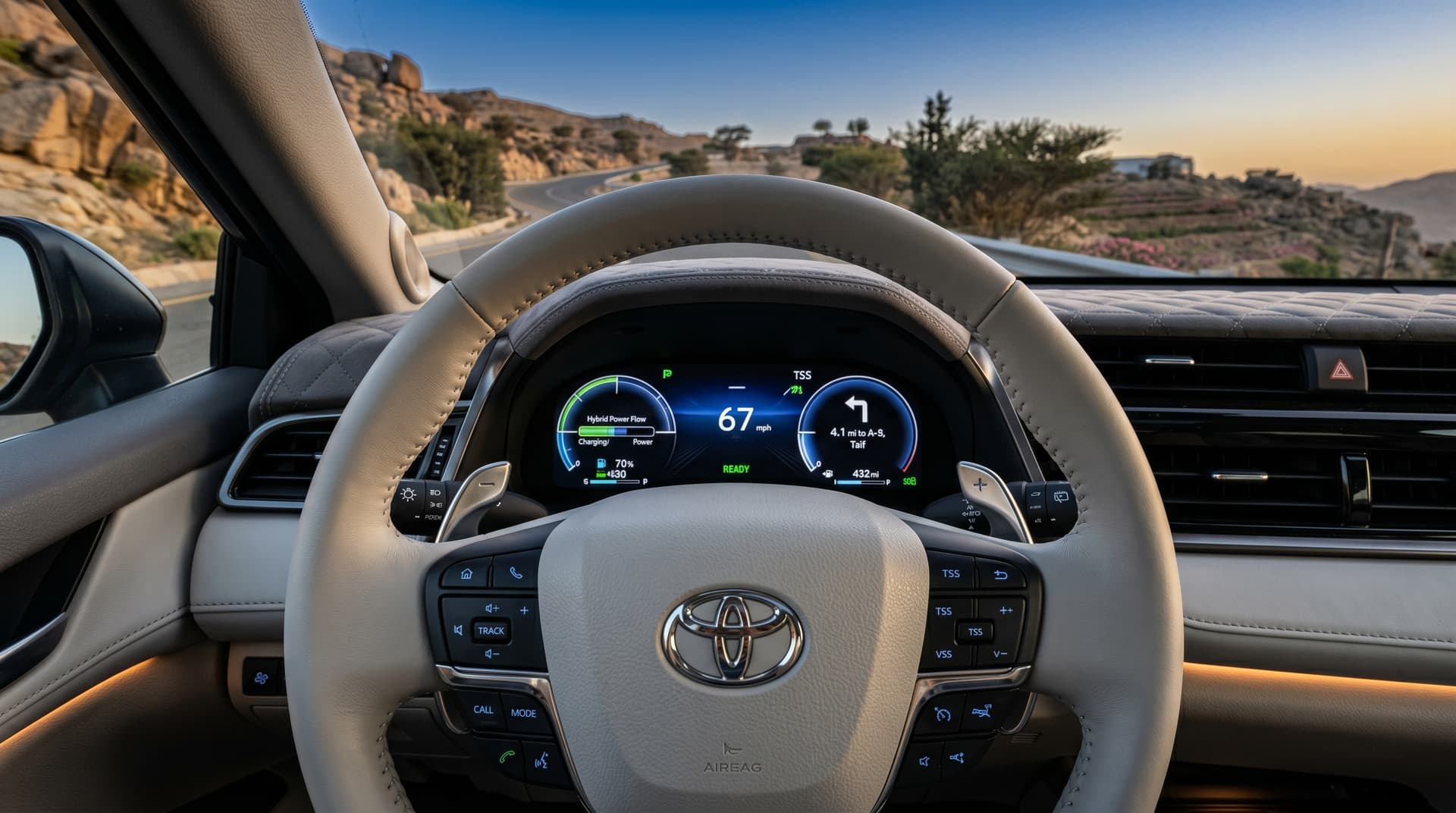 Toyota Camry steering wheel tech infotainment Umrah cab